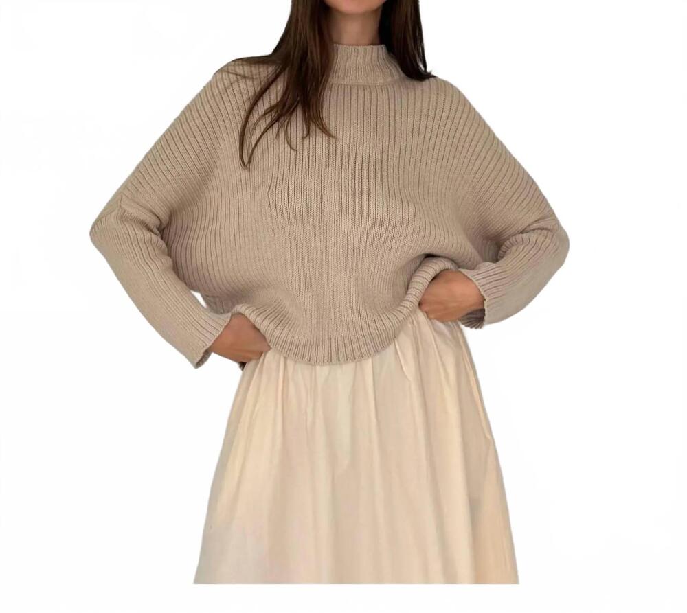 NEW HONEST COTTON mock neck sweater in oat
